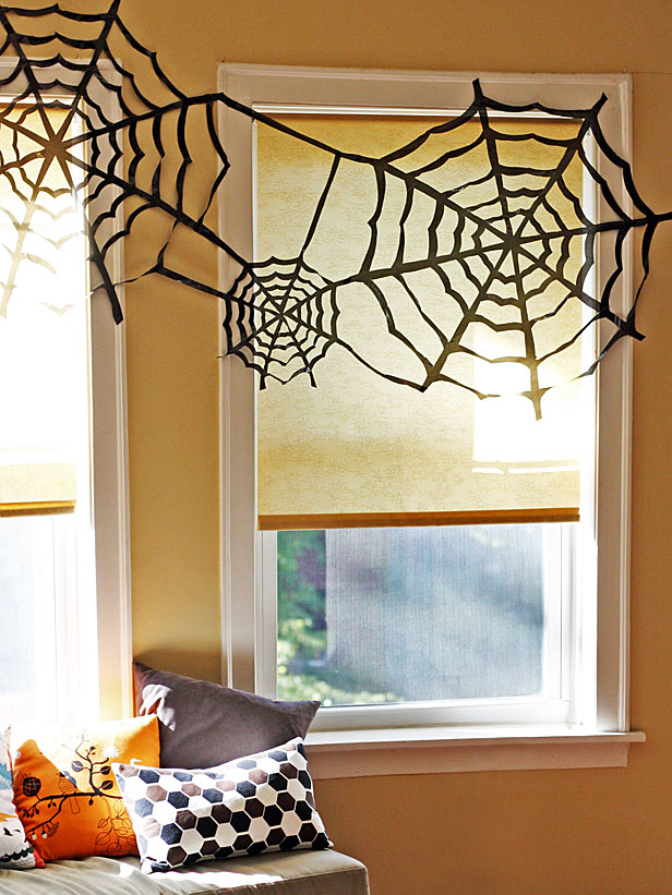 SPIDER WINDOW SILHOUETTES Halloween Spiderweb Glow Party Decorations Web Scene 