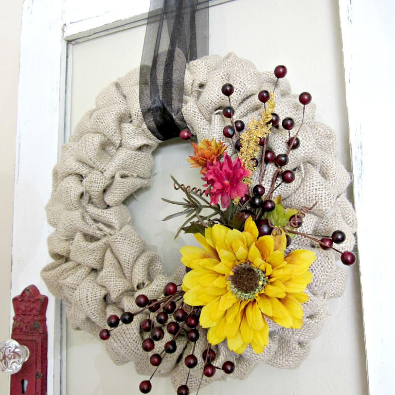 DIY Burlap Wreath and Burlap Flowers - Living Chic Mom