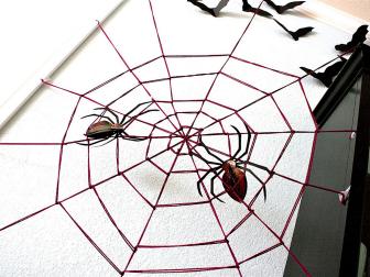 Oversized yarn spider web