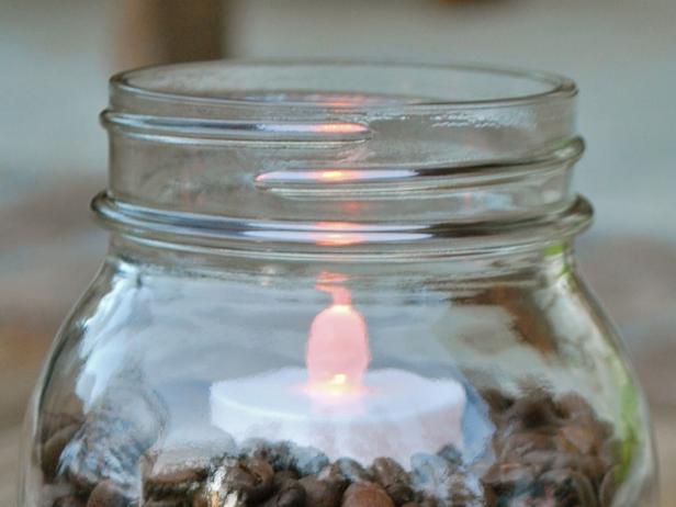 In step 2, add a tea light and nestle the beans around it, holding it snugly.