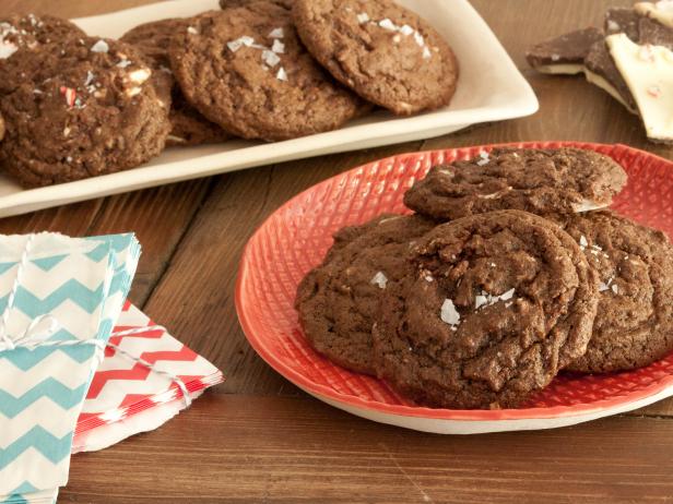 Stack of Chocolate Cookies With Peppermint Chips