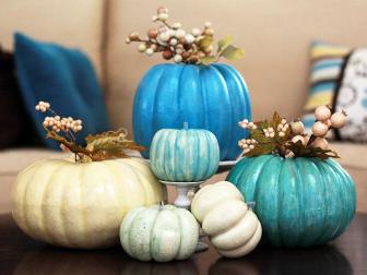Pumpkins Painted in Various Shades of Blue