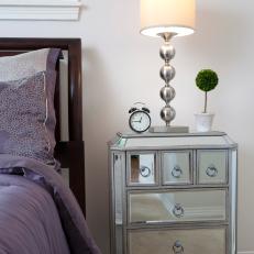 Transitional Bedroom With Mirrored Nightstand