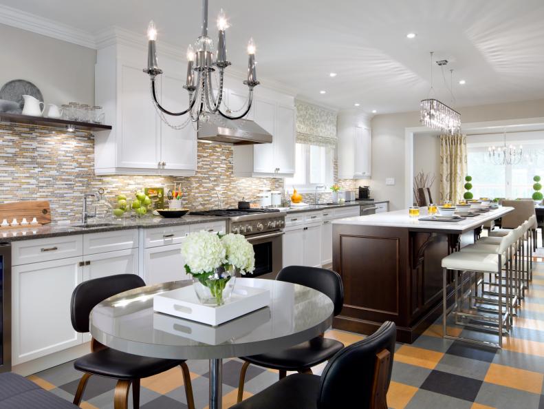 White Galley Kitchen With Bold Touches