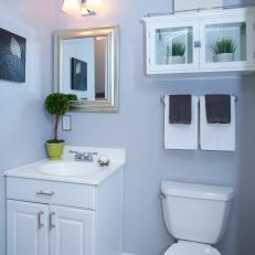 Transitional Bathroom With Display Cabinet