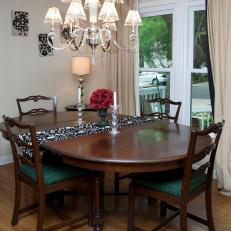 Traditional Dining Room With Silver Chandelier