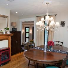 Transitional Dining Room With Fireplace 