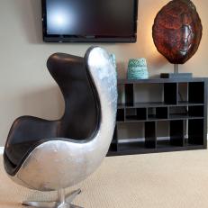 Modern Leather and Metal Chair 