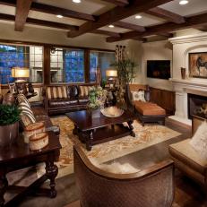 Traditional Living Room With Masculine Finishes