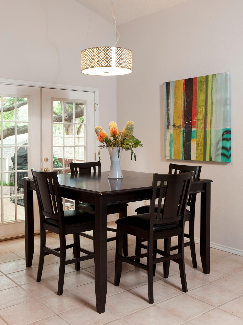 Small Dining Area With Drum Pendant Light | HGTV