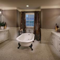 Gray Traditional Bathroom With Claw Foot Tub