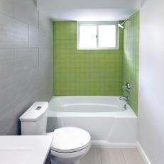 Green Tile Shower in Neutral Bathroom