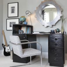 Black-and-White, Industrial-Style Homework Nook
