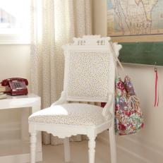 Bright Girl's Room With Upholstered Polka Dot Desk Chair