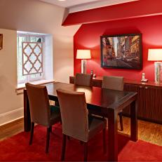 Red and Silver Accents in Contemporary Dining Room