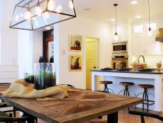 Eclectic Kitchen With Rustic Table