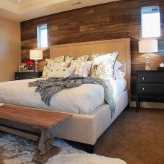 Rustic Bedroom With Reclaimed Wood Wall