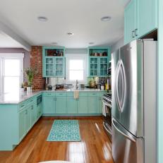 Traditional Kitchen with Light Blue Cabinets