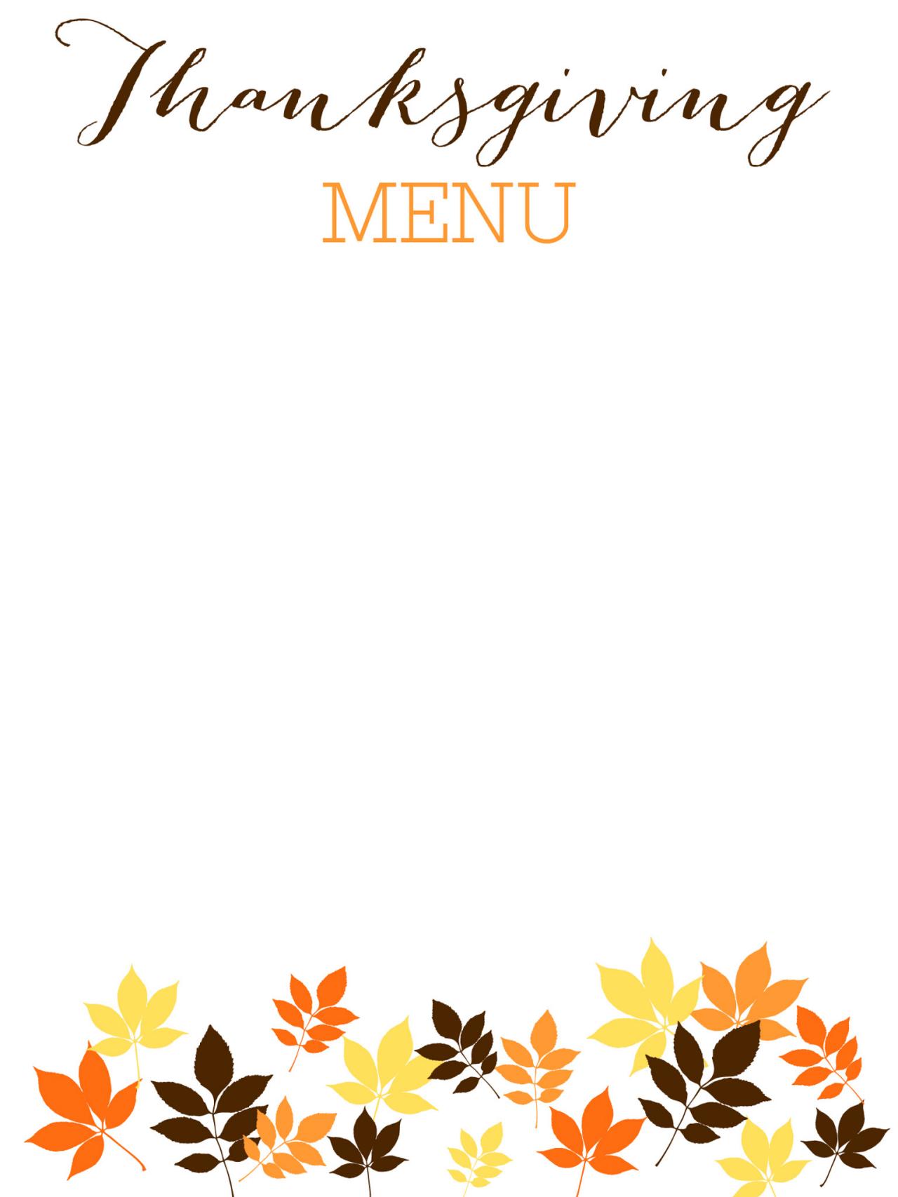 Free Printable Thanksgiving Menu Template - Printable Templates