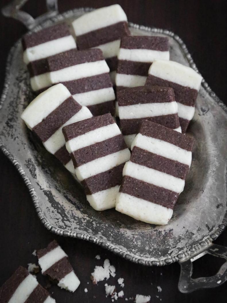 Black and white striped cookies