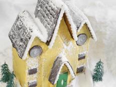 Yellow victorian gingerbread house
