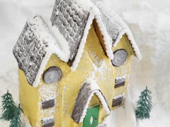 Yellow victorian gingerbread house