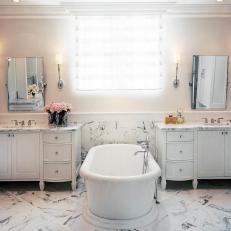 Traditional White Bathroom With Double Vanities