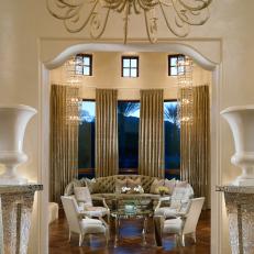 Glamorous Art Deco Foyer With Sitting Area