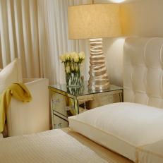 Monochromatic Art Deco Bedroom With Luxe and Sheen