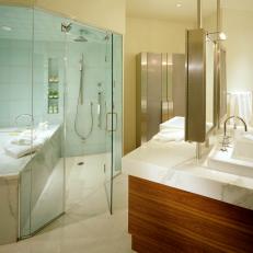Back-to-Back Double Vanities in Modern Bathroom