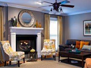 Gray Transitional Living Room With Grand White Fir