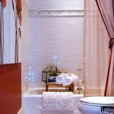 Crisp White Shower with Eclectic Art