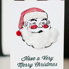 Printable Christmas Card With Decorated Santa