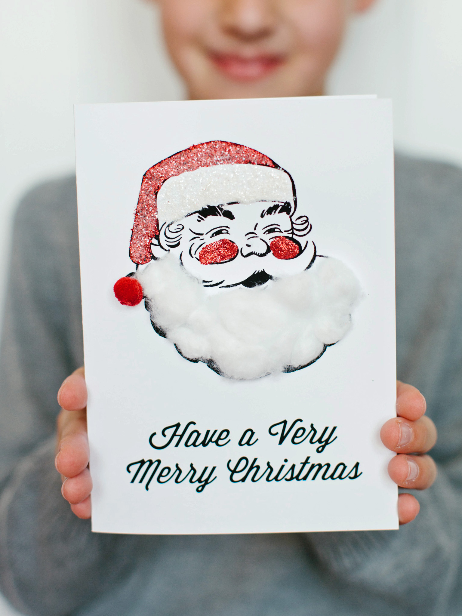 6 in sq Personalised Hand-made Kids-adults Santa & Reindeer Christmas card 