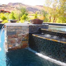 Mosaic Tile Pool with Hot Tub