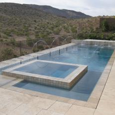 Neutral Modern Pool with Spa Water Features