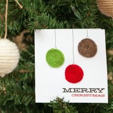 Handmade Holiday Card With 3-D Yarn Ornaments