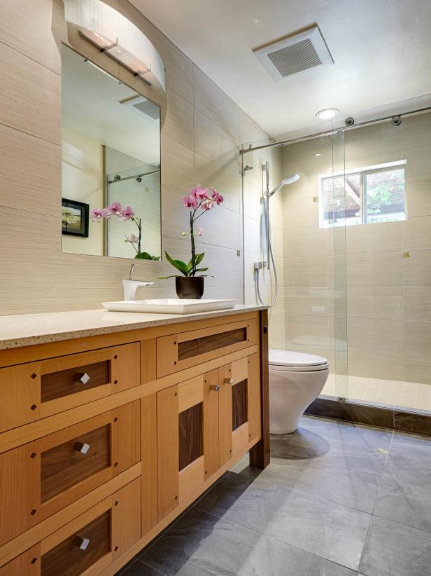Neutral Contemporary Asian Bathroom, Asian Bathroom Vanity Cabinets