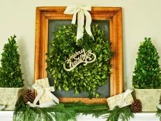 Christmas Wreath Hanging over Mantle