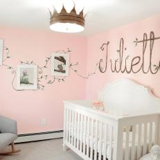 Soft Pink Nursery With Princess Theme