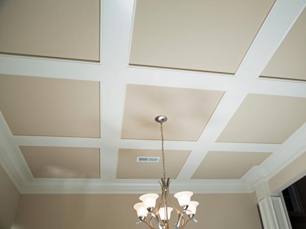 How To Install Grasscloth On A Coffered Ceiling - Diy Coffered Ceiling Basement