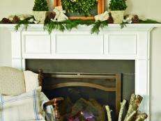 White Mantel With Holiday Greenery 