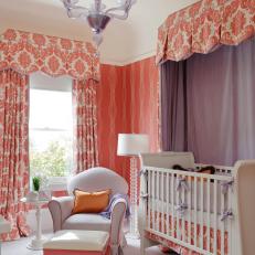 Whimsical Girl's Nursery in Coral and Purple