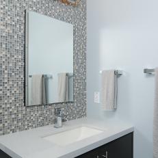 Mosaic Tile Accent Wall in Contemporary Bathroom