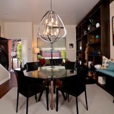 Contemporary Dining Room With Glass-Topped Tripod Table