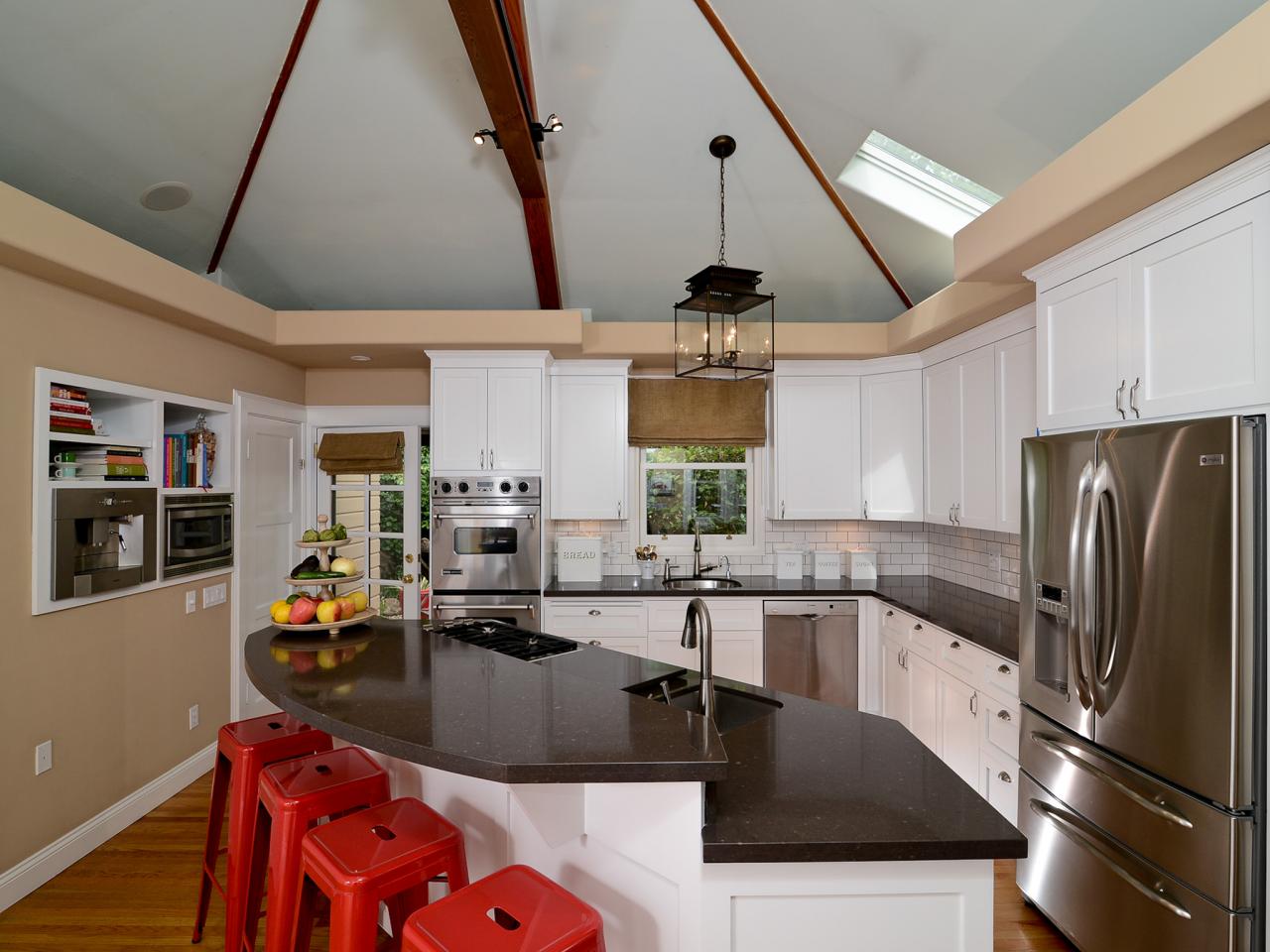 Contemporary Kitchen With Vaulted Ceiling And Pops Of Red Hgtv