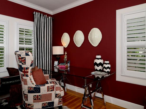 Contemporary Red Home Office With British Flag Chair Hgtv