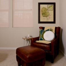 Masculine Reading Nook With Traditional Leather Armchair