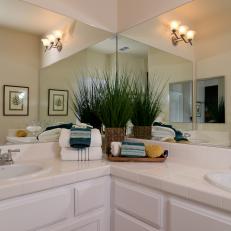 Traditional Bathroom with Facing Mirrors and Double Vanities