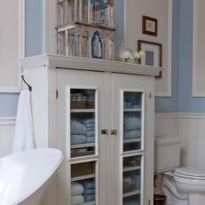 Bathroom Storage Hutch With Vintage Birdcage